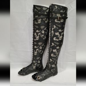Pure badalo design italian boutique over the knee flat boots black 39